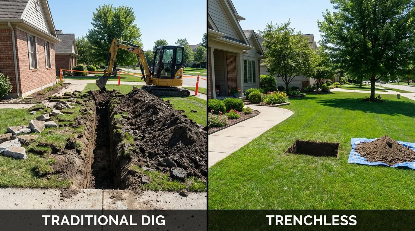 Trenchless sewer repair with minimal yard damage versus traditional excavation in Cedartown, GA